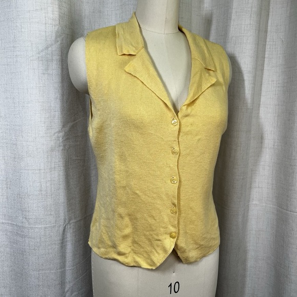 Vintage Parisian Signature Butter Yellow Merino Wool Sweater Vest Button Large‎ - Picture 3 of 11